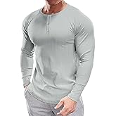 Muscle Cmdr Men's Stretch Henley T Shirts Slim Fit Short & Long Sleeve Casual Stylish Tee Business Top