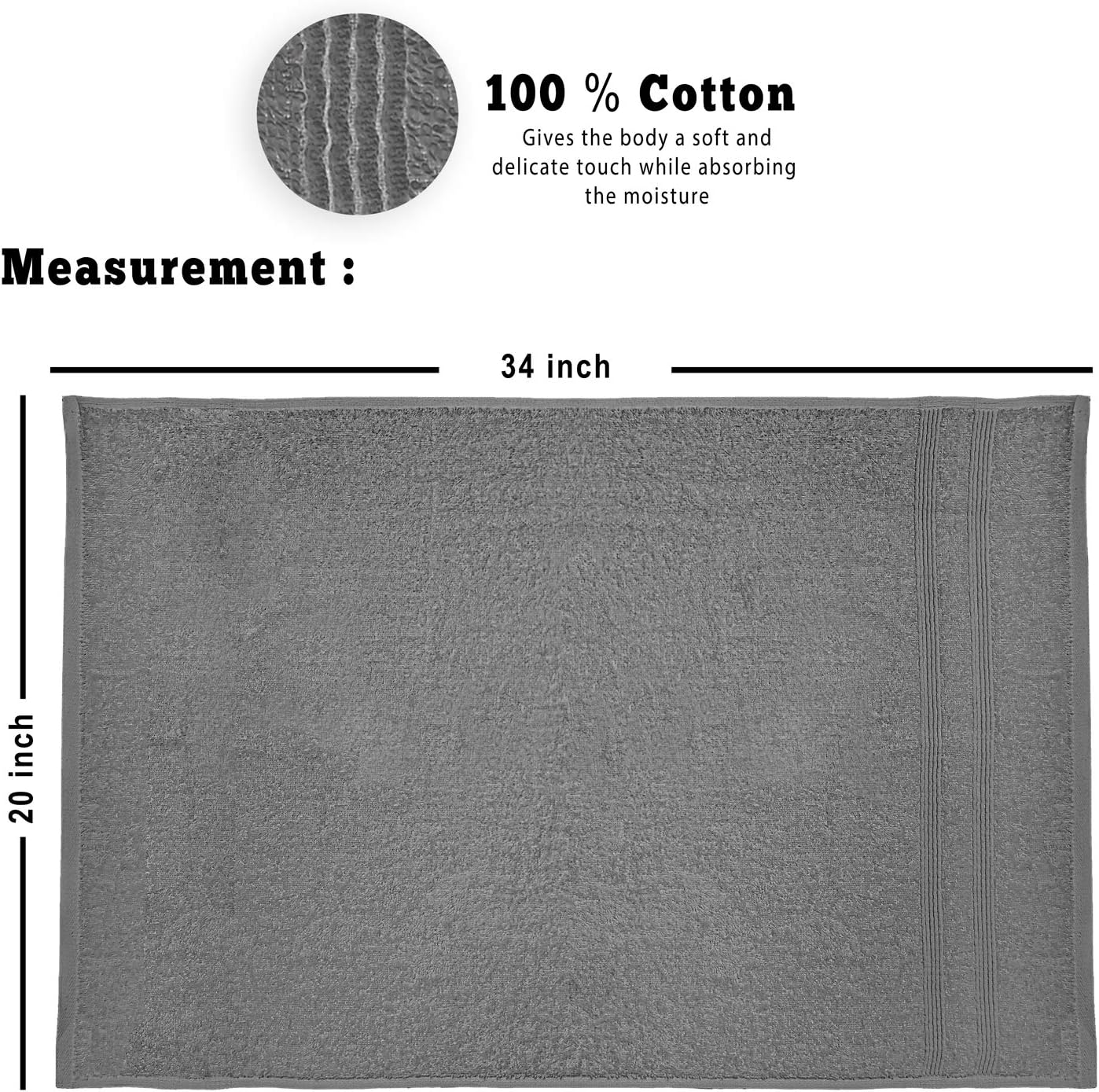 Vozbi Hand Towels 50 x 85 cm (6-Pack), Grey - Image 5