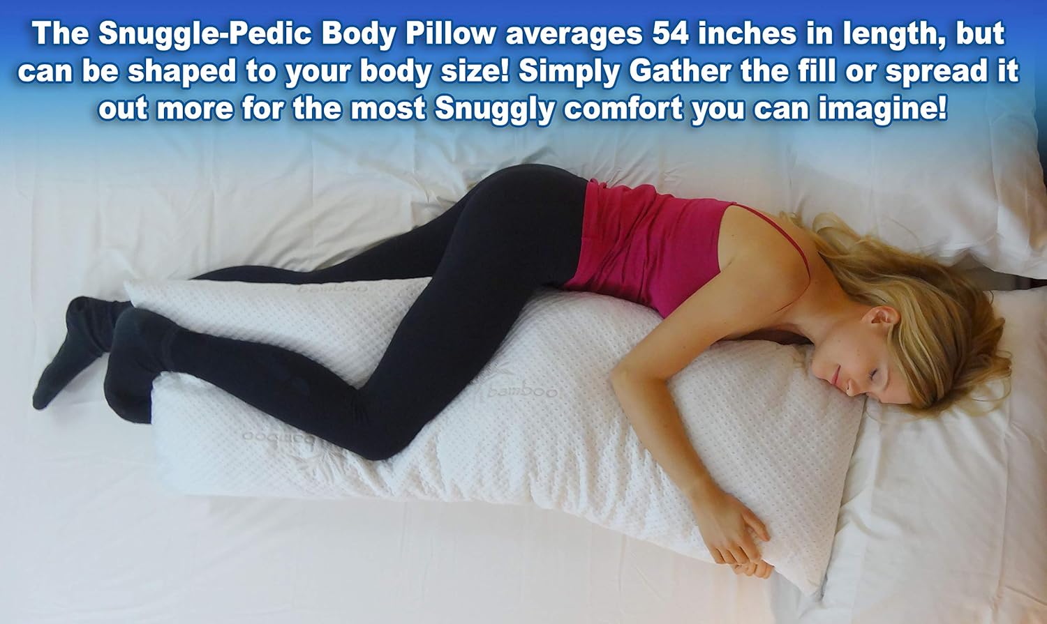 Snuggle-Pedic Ultra-Luxury Bamboo Shredded Memory Foam Full Size Body Pillow with Kool-Flow Breathable Cooling Hypoallergenic Pillow Outer Fabric - Fits 20 x 54 inch Body Pillow Cases & Covers: Home & Kitchen