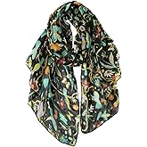 GERINLY Scarfs for Women Lightweight Floral Birds Print Cotton Scarves and Wraps for Spring Shawl Boho Scarf