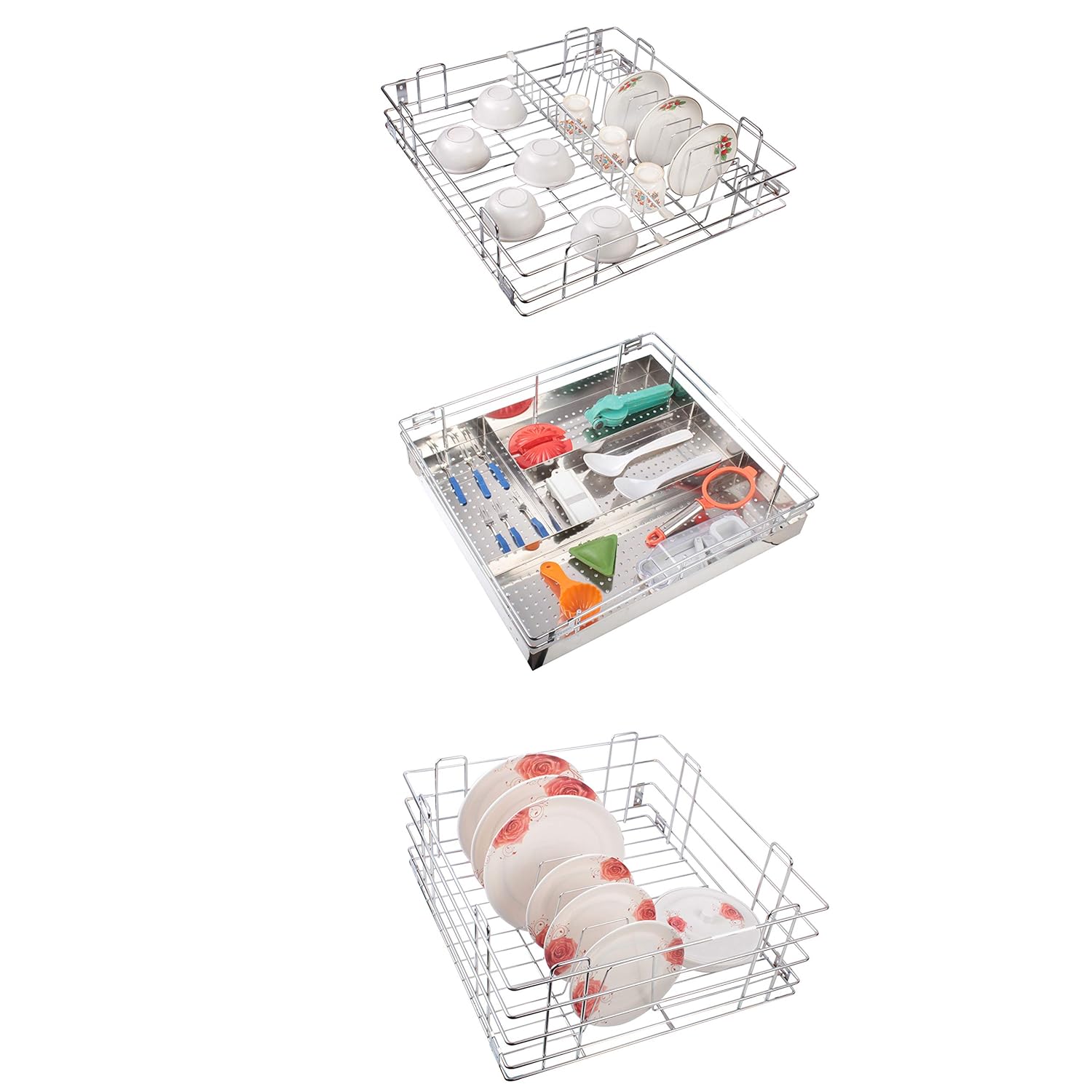 Buy Reviko Cup Saucer Modular Kitchen Basket Size 19x20x4 Cutlery