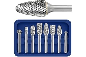 Mars-Rock 8 Pcs 1/4 Carbide Burr Set 1/4 Shank Die Grinder Bits Drill Bits Grinding Bits for Metal Rotary Tool Attachment Accessories Rasp Weld Wood Stone Deburring Compatible with Milwaukee Dewalt
