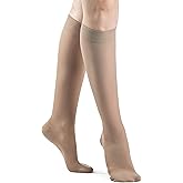 DYNAVEN by Sigvaris Women's Closed Toe Calf-High Compression Socks 15-20mmHg - Moisture-Wicking & Durable for Daily Support - Large Long - Light Beige