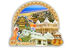 Autucson Decorative Magnet for Chennai India Unique Wooden Travel Souvenir to Record Beautiful Memories Fridge Magnet Collect
