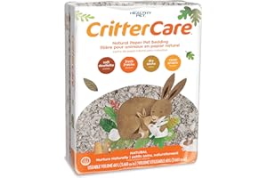 HEALTHY PET CritterCare Natural Paper Small Pet Animal Bedding - Odor Control, Unscented, 99% Dust Free, Super Absorbent, Natural, 60L, Great for Rabbits, Guinea Pigs, Hamsters, Gerbils, Mice, Rats