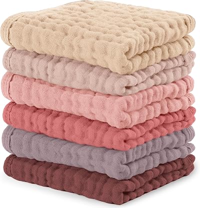 Comfy Cubs Muslin Cloths Baby Pack of 6 6-Layer 25x25 cm Gently Washable
