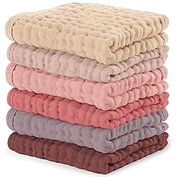 Comfy Cubs Muslin Baby Washcloths 6 Pack - Soft