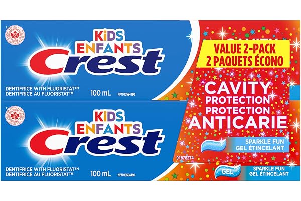 Crest Kid's Toothpaste Cavity Protection Sparkle Fun Gel, 200 mL Total (2 Count of 100 mL Each)