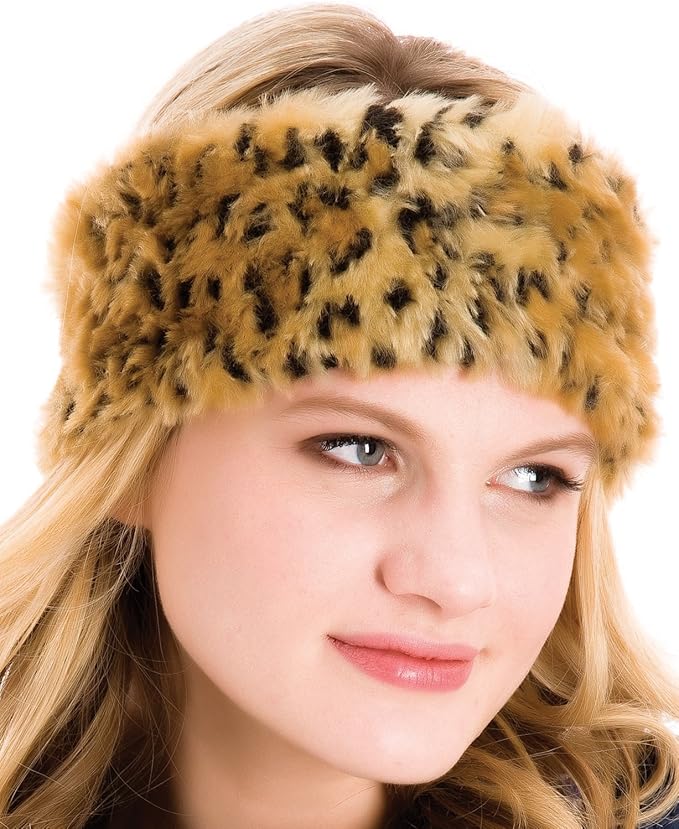 RJM Ladies Animal Leopard Fur Ski Winter Headband One Size Amazon.co