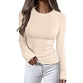 ANRABESS Women's Long Sleeve Slim Fit Crewneck Lightweight Sweaters 2025 Fall Winter Basic Fitted Rib Knit Pullover Tops