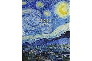 2025: Week To View With Hourly Schedule | Weekly Planner January - December | 8.5 x 11 Dated Agenda | Appointment Calendar | Organizer Book With Time Slots | Soft-Cover Van Gogh Starry Night