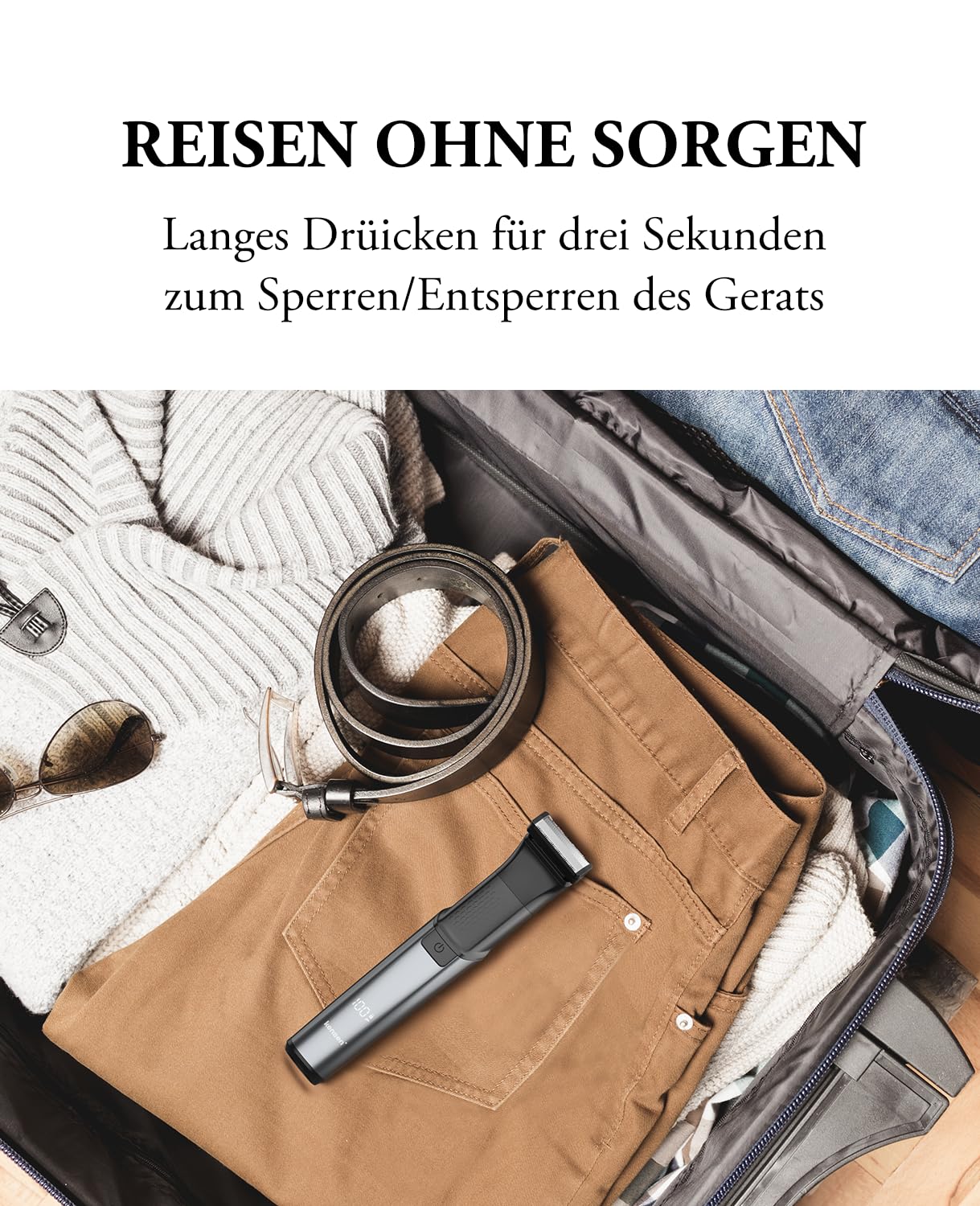 Intimrasierer Mann, kensen 2 in 1 Rasierer Herren Intimbereich Wasserdicht Körperrasierer Herren Typ-C Bodygroom Herren Nass Trocken Intim Rasierer Männer Beine Brust Achselhöhle Leiste Aufsteckkämme 8