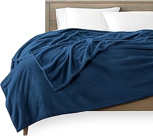 Bare Home Microplush Fleece Blanket - King Size - Ultra-Soft - Luxurious Fuzzy Fleece Fur - Cozy Lightweight - Easy Care - All Season Premium Bed Blanket (King, Dark Blue)