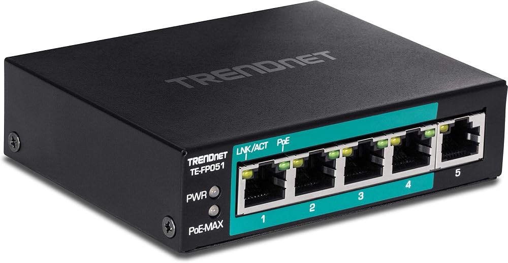 TRENDnet TE-FP051 5-Port Long Range PoE+ Fast Ethernet Switch 250m