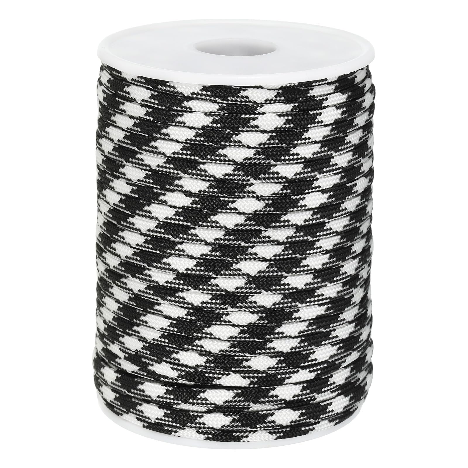 PATIKIL 100 Feet Paracord Rope 550lb, 7 Strand Parachute Cord 4mm Paracord Lanyard Spool Cord for Survival Bracelet Tent Camping, Hiking, DIY Projects, Black/White