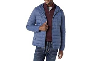 �鶹�� Essentials Men's Lightweight Water-Resistant Packable Hooded Puffer Jacket, Indigo Blue, X-Small