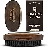 Striking Viking Beard Brush for Men - 4.3 in Beech Wood Handle, Brown - Boar Bristle Beard Brush & Grooming Comb - Travel Size Pocket Groomer