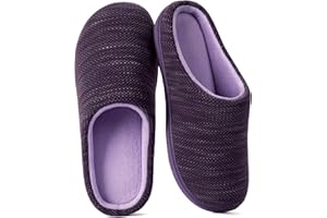 RockDove Womens Birdseye Knit Memory Foam Slippers Two Tone Slip On Open Back Breathable Waffle Upper Non Slip Rubber Sole Gi