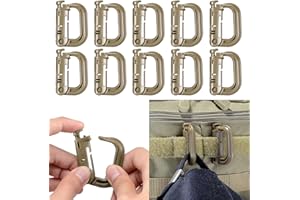 BOOSTEADY 10 Pack Multipurpose D-Ring Grimlock Locking for Molle Webbing with Zippered Pouch