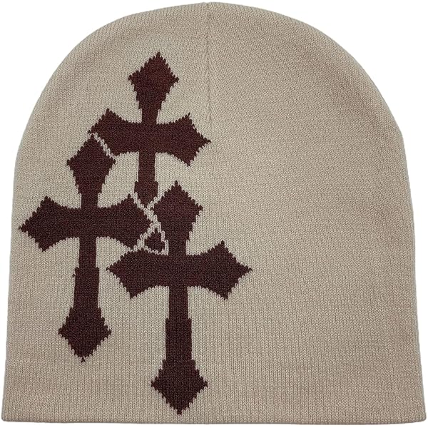 Y2K Knitted Beanies Hat Cross Graphics Men Women Jacquard