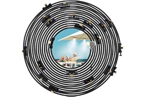 Cureder Misting Cooling System, 26FT (8M) Misting Line + 7 Brass Mist Nozzles + Brass Adapter(3/4") Outdoor Mister for Patio Garden Greenhouse Trampoline for Waterpark