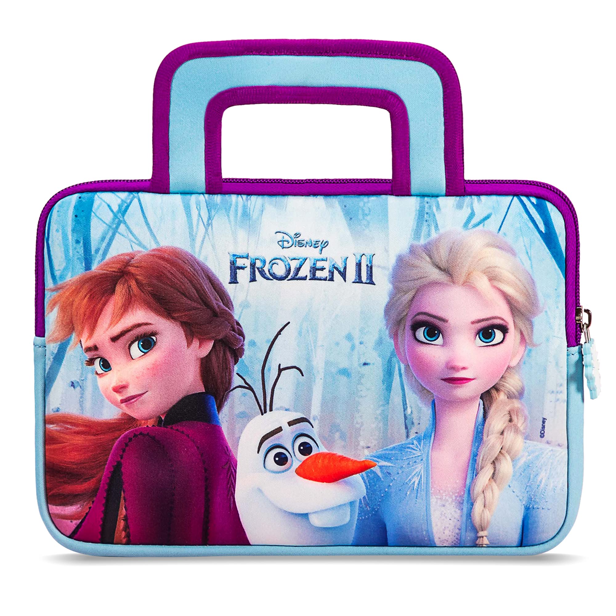 Pebble Gear Frozen 2 Carry Bag - Universal neoprene kids tablet carry bag in Disney Frozen 2 Design, for 7" tablets (Fire 7 Kids Edition), with durable zipper, Elsa, Anna and Olaf