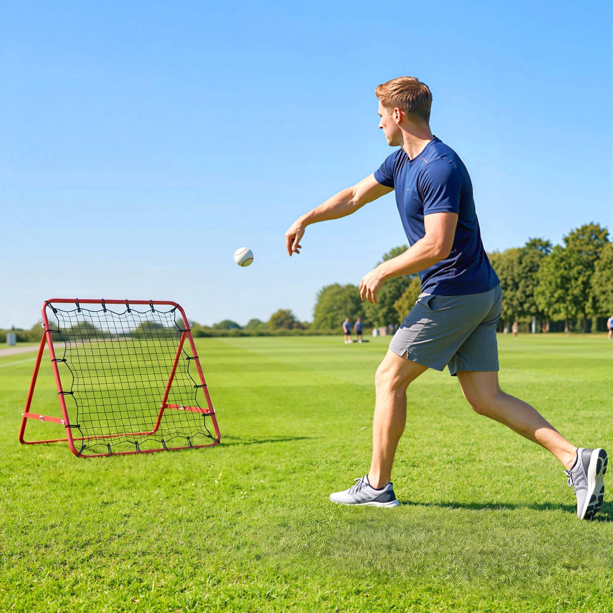 HOMCOM Rebounder für Fußball, 84 x 84 cm Fussball Rebounder mit stufenlos verstellbarem Winkel, Kickback Rückprallwand Fußballtor für Jugendliche Schuss-, Pass- und Ballannahmetraining Rot 7