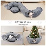 Odoland Cat Tunnel with Bed Linen Donut Foldable Large Pet Bed view 4