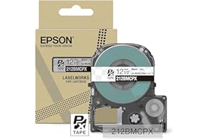 Epson LABELWORKS 212BMCPX Genuine PET (Polyester) Tape Cartridge - Black on Matte Clear Designer Craft Label Maker Tape - 1/2" (12MM) Wide, 26'