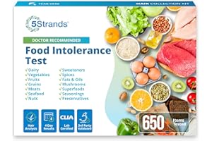 5Strands Food Intolerance Test, Accurate Hair Analysis, 658 Items Tested, at Home Food Sensitivity Test Kit for Adults & Kids