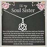 RareLove Soul Sister Gift for Women, Friendship 925 Sterling Silver Sister Celtic Knot Infinity Heart Necklace, Best Friend Birthday Gifts