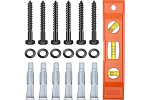 EASTPUK Lag Bolts for TV Wall Mount, TV Mount Screws Kit with M8x65mm Lag Screws, Drywall Anchors, Washers, Bubble Level Hardware Kit for Wood Stud Brick Concrete