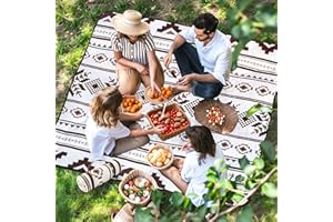 OUTTERRA Picnic Blanket 80''x80'' Extra Large Outdoor Blanket, Waterproof Beach Blankets, Foldable Picnic Mat for Camping, Grass, Park, Travel - DesertBrown