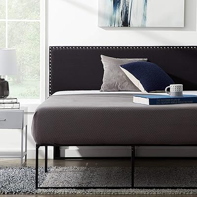 LUCID Upholstered Mid-Rise Headboard with Nailhead Trim Platform
