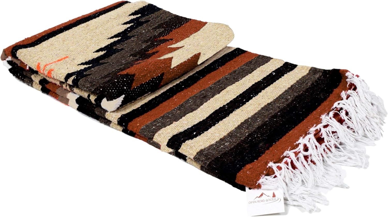 Aztec Navajo Style Blanket, Throw, or Yoga Bolster -- Handwoven Mexican Diamond Blanket Southwestern Style - Brown: Kitchen & Dining