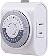 GE 24-Hour Indoor Plug-in Mechanical Timer, Big Button for Easy Programing, 1 Polarized Outlet, 30 Minute Intervals, Daily On/Off Cycle, for Lamps, Portable Fans, Seasonal Lights, 15076, Big Button 1-Outlet | Gray/White
