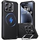ESR for iPhone 15 Pro Max Case with Stand, 23 ft Military-Grade Drop Protection, Heavy Duty Magnetic Phone Case, Compatible with MagSafe Accessories, Cyber Series, Black