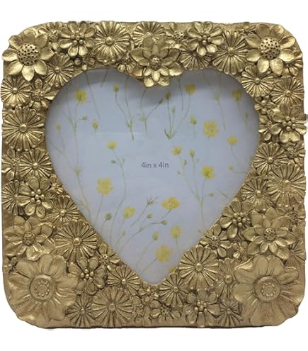 Amazon.com: Isaac Jacobs 5x5 Gold Heart Shaped Rose Border Resin