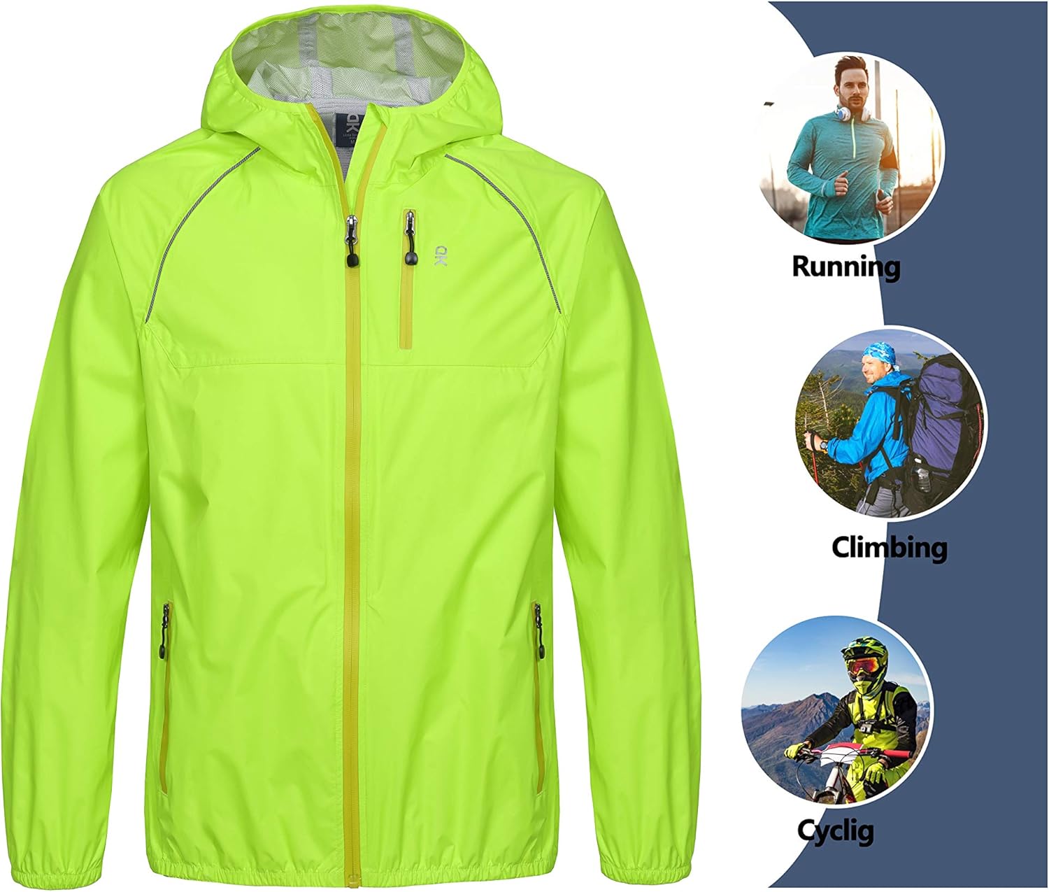 Little Donkey Andy Men's Waterproof Cycling Bike Jacket with Hood, Running Rain Jacket Windbreaker, Ultralight Packable : Clothing