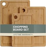 LARHN 3-Piece Bamboo Chopping Board Set 34x22/29x19/24x16 cm Thick 1.5 cm