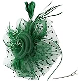 DRESHOW Fascinators Hat Flower Mesh Ribbons Feathers on a Headband and a Clip Tea Party Headwear for Girls and Women