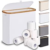 efluky Toilet Paper Basket 28L, Toilet Paper Holder with Lid for Bathroom, Free Standing Storage Organizer Holds Up to 9-12 Rolls (White, 1)