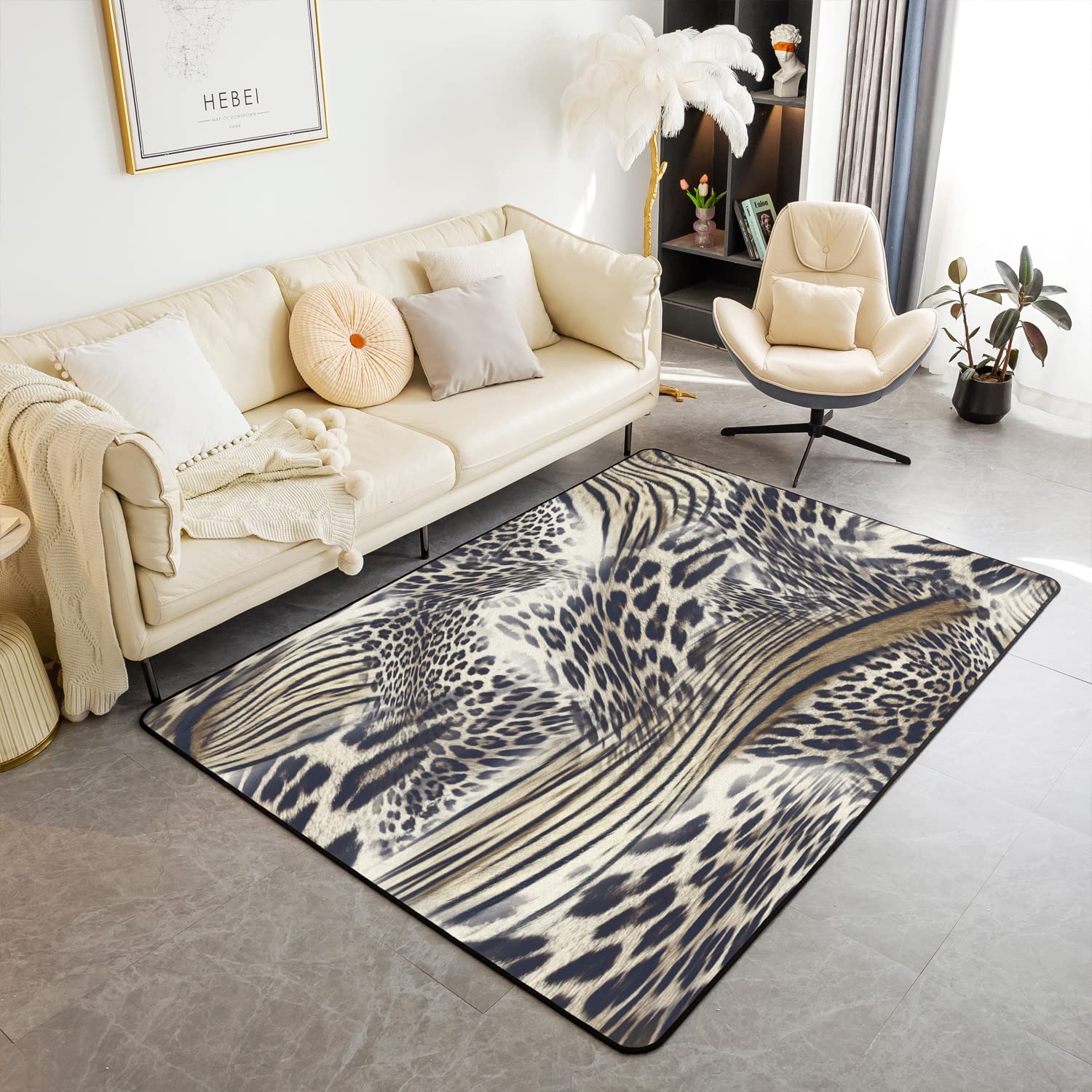 Homemissing Leopard Print Area Rug,Cheetah Decorative Carpet,Safari Animal Brown Wild Animal Indoor Floor Mat, 150 * 200cm