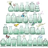 Glass Bud Vases in Bulk Set of 30 Pcs,Small Glass Vases for Flowers as Wedding Centerpieces for Tables,Clear Flower Vases Suitble for Wedding Decorations,Home Decor (Dark Green, 30 pcs)