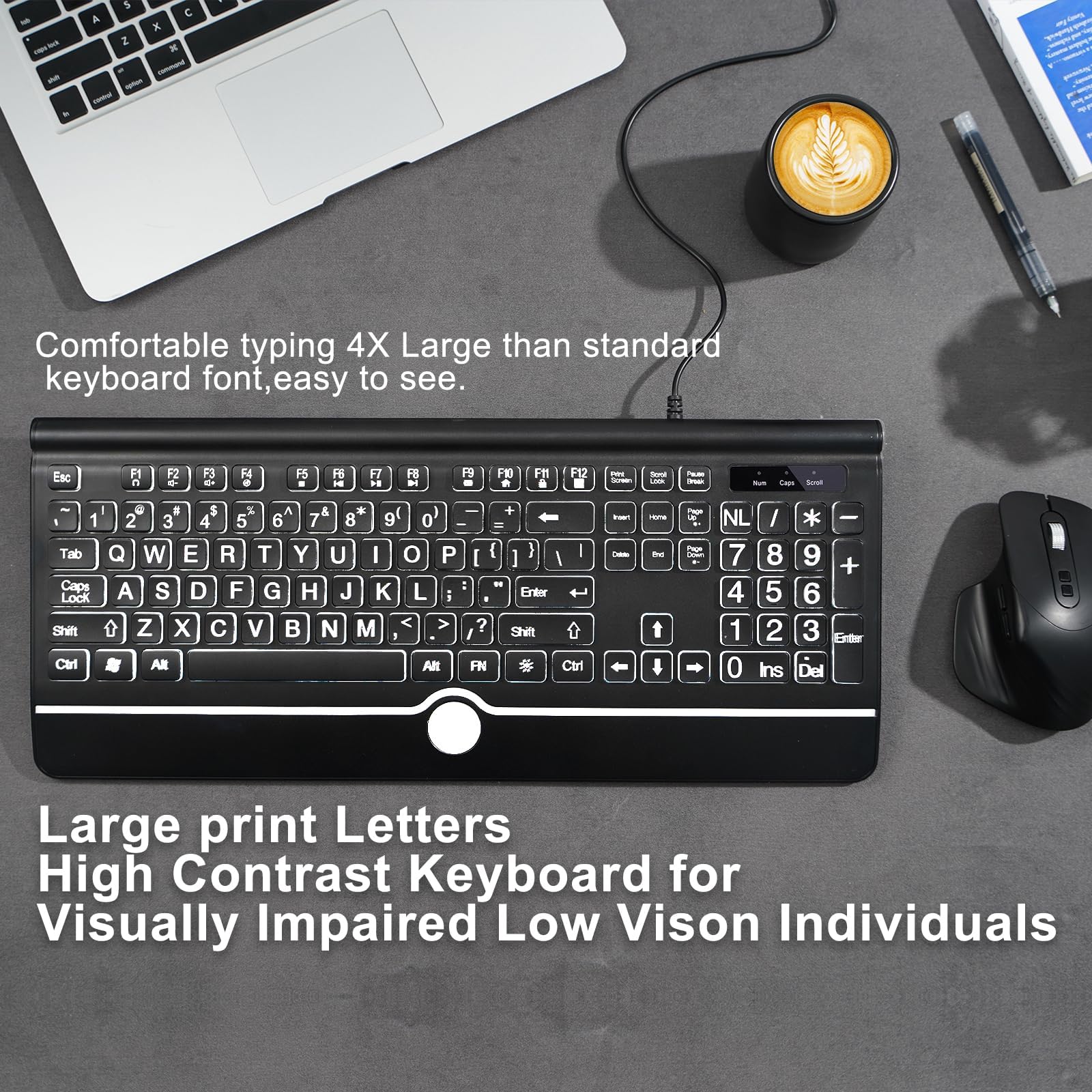 Mua Luzarriba Large Key Keyboard, Wired Computer Keyboard with Wrist ...