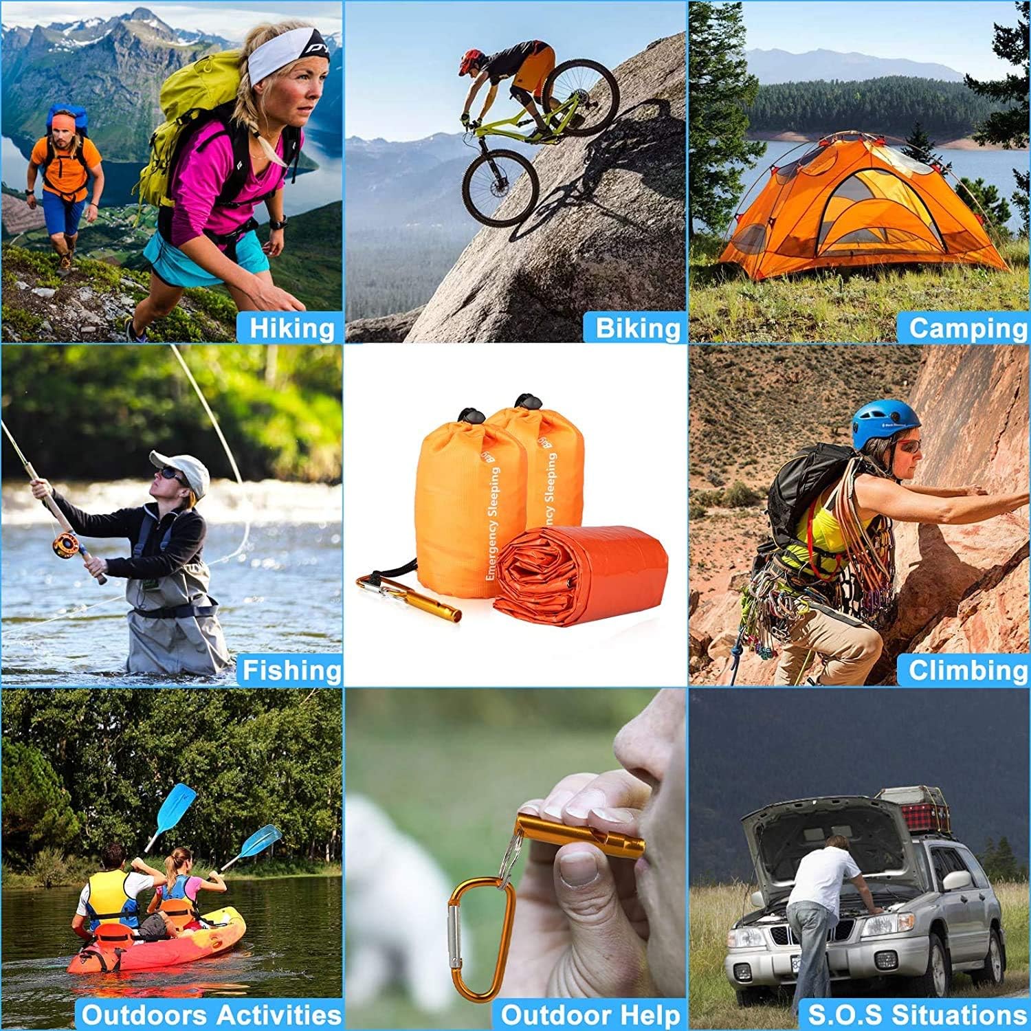 EEEKit Emergency Sleeping Bag, 2Pack Lightweight Waterproof Survival Bivy Sack, Thermal Emergency Blankets Portable Mylar Survival Gear with Survival Whistle for Camping, Hiking, Outdoor : Sports & Outdoors
