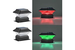 MOON-DE-AGE 2 Pack RGBW Color-Changing Solar Post Cap Lights – 5 Modes, Fits 4x4 4x6 Posts, 50 Lumen Outdoor Decorative Waterproof Lamp – Decks, Gardens, Fence, Patio, Christmas Ambiance