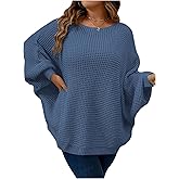 SOLY HUX Women's Plus Size Oversized Sweater Fall Fashion Crewneck Long Sleeve Casual Pullover Tops