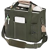 JIECH Canvas Tote Bag with Multi Pockets Crossbody Tote Bag for Women Bible Handbag Everything Tote Bags with Compartments