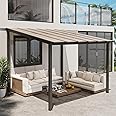 VONZOY 10' x 10' Gazebo, Large Hardtop Wall Mounted Lean to Gazebo for Patio, Aluminum Pergola Awnings for Decks, Patio, Backyard, Porch